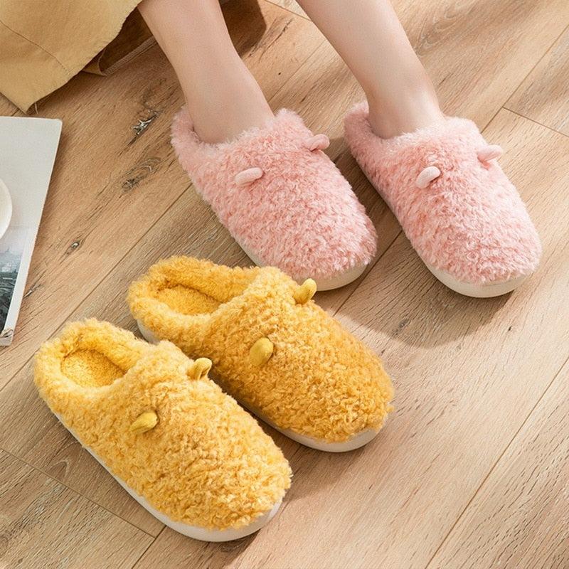 Couples Home Slippers Warm Cute Womans Mens Slipper Winter Shoes New Fashion Casual Fur Plush Slides Winter Slippers For Women House Slippers Fluffy Soft Comfy Fuzzy Slippers Faux Fur Plush Anti-Skid Slippers