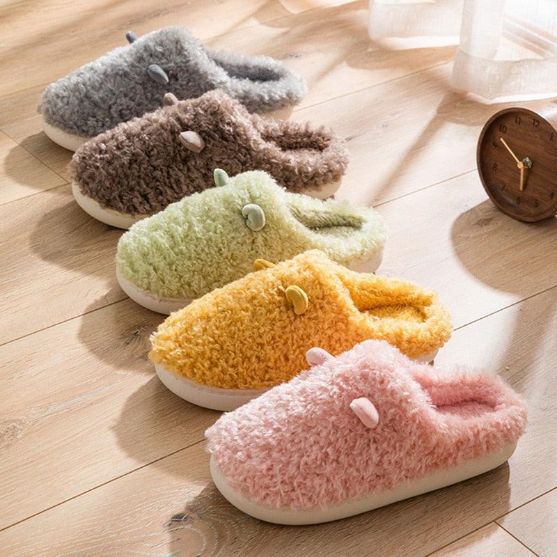 Couples Home Slippers Warm Cute Womans Mens Slipper Winter Shoes New Fashion Casual Fur Plush Slides Winter Slippers For Women House Slippers Fluffy Soft Comfy Fuzzy Slippers Faux Fur Plush Anti-Skid Slippers