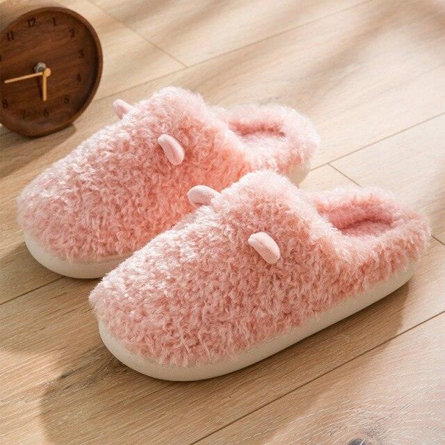 Couples Home Slippers Warm Cute Womans Mens Slipper Winter Shoes New Fashion Casual Fur Plush Slides Winter Slippers For Women House Slippers Fluffy Soft Comfy Fuzzy Slippers Faux Fur Plush Anti-Skid Slippers