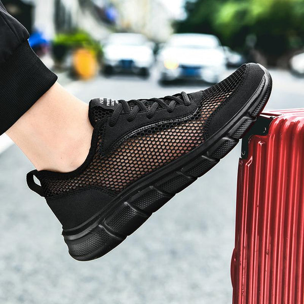 Men Casual Black Sneakers Fashion Light Breathable Summer Outdoor Beach Mesh Gym Running Sneakers Men Breathable Mesh Ultra Comfortable Athletic Fashion Jogging Sneaker