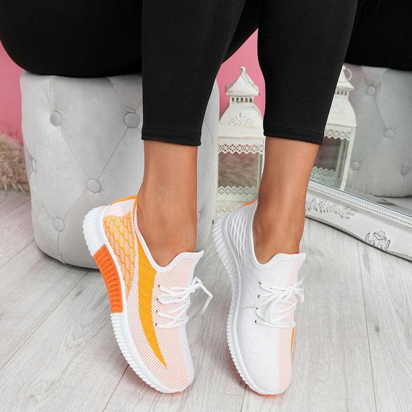Elegant Sport Women's Vulcanized Female Lace Up Mesh Sneakers Round Toe Casual Walking Shoes Mesh Flat Anti-slip Women Breathable Mesh Fashion Sneakers