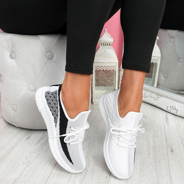 Elegant Sport Women's Vulcanized Female Lace Up Mesh Sneakers Round Toe Casual Walking Shoes Mesh Flat Anti-slip Women Breathable Mesh Fashion Sneakers
