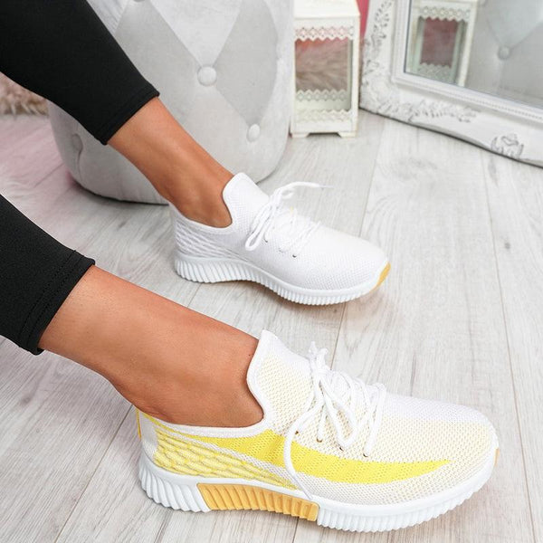 Elegant Sport Women's Vulcanized Female Lace Up Mesh Sneakers Round Toe Casual Walking Shoes Mesh Flat Anti-slip Women Breathable Mesh Fashion Sneakers