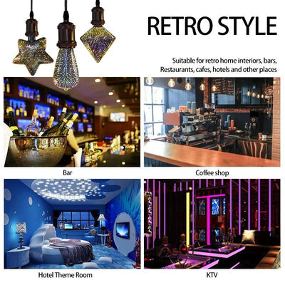LED Light 3D Fireworks Edison Bulb Decoration Lamp Holiday Lights Night Lamp Christmas Decoration Stained Glass Vintage Edison Bulb Decoration Use For Holiday Party Disco Christmas And Bedroom