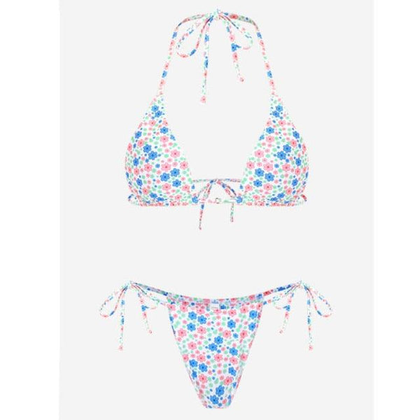 Bikini Swimsuit Solid Color Bikini Set  Swimwear Bathing Suit Women Bikinis String Beach Women Two Piece Bikini Swimsuit Bathing Suits Halter Triangle Tops String Bikini Sets