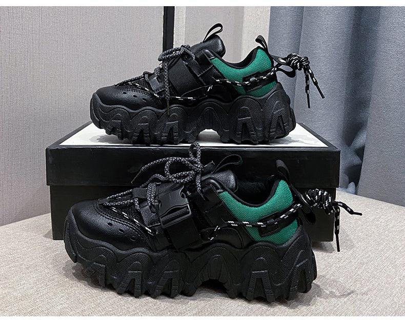 Casual Womens Blue Sneakers High Heels Platform Sports Shoes Autumn Thick Bottom Walking Breathable Vulcanized Shoes Luxury Tennis Sneakers Trainers Lace Up Fashion Design