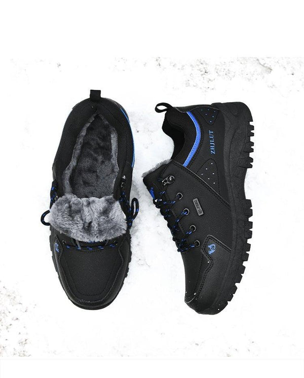 Black Leather Hiking Shoes Wear Resistant Outdoor Sport Mens Shoes Lace-Up Mens Climbing Hunting Low Cut Boots Leather Walking Shoes For Outdoor Training