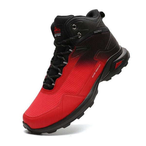 Men's Warm Boots Plush Snow Boots Outdoor Non-Slip Hiking Boots High Top Waterproof Sports Men's Winter Boots Snow Boots Warm Lined Non Slip Leather Shoes