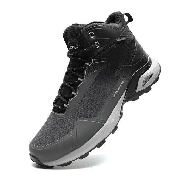 Men's Warm Boots Plush Snow Boots Outdoor Non-Slip Hiking Boots High Top Waterproof Sports Men's Winter Boots Snow Boots Warm Lined Non Slip Leather Shoes