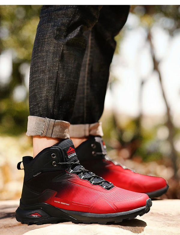 Men's Warm Boots Plush Snow Boots Outdoor Non-Slip Hiking Boots High Top Waterproof Sports Men's Winter Boots Snow Boots Warm Lined Non Slip Leather Shoes