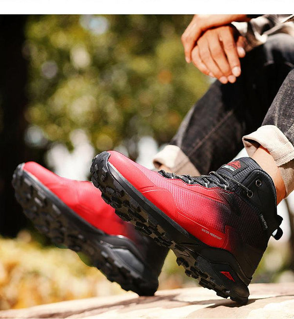 Men's Warm Boots Plush Snow Boots Outdoor Non-Slip Hiking Boots High Top Waterproof Sports Men's Winter Boots Snow Boots Warm Lined Non Slip Leather Shoes