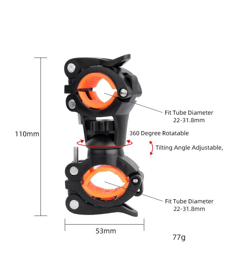 Bicycle Light Bracket Bike Lamp Holder LED Headlight Pump Stand Quick Release Mount 360 Degree Rotatable Universal Flashlight Mount Holder Mount Bicycle Mounting Bracket Flashlight Holder