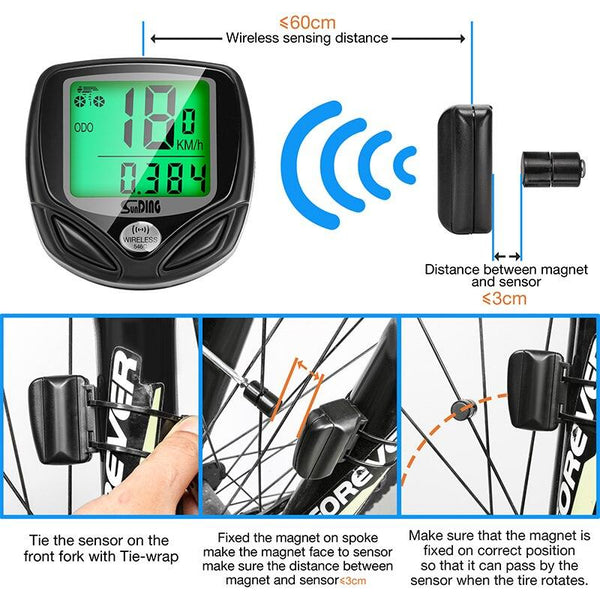 Bike Computer Wireless Waterproof Bicycle Computer 16 Functions Speed Cycle Speedometer Waterproof Wireless Bicycle Bike Computer And Cycling Odometer With Multi-Function LCD Backlight Display