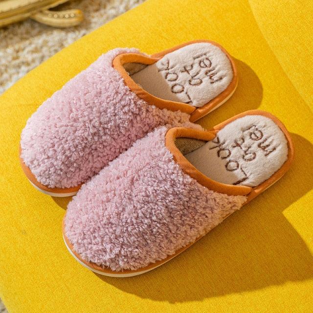 Comfortable Cotton Slippers Home Women Winter Indoor Non-Slip Warmth Shoes Couple Plush Slippers Unisex Men's And Women's House Slippers Indoor Memory Foam Cotton Slippers