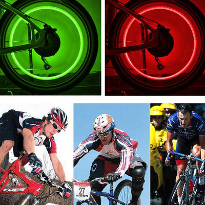 2PCS Bicycle Valve Lights Wheel Spokes Tire LED Light Tire Valve Caps Cycling Lantern Lamp Bike Accessory LED Bike Wheel Light Tire Valve Cap Neon Lamp Shockproof For Front And Rear Wheel Flashing Lamp Glow In The Dark Cool Accessories