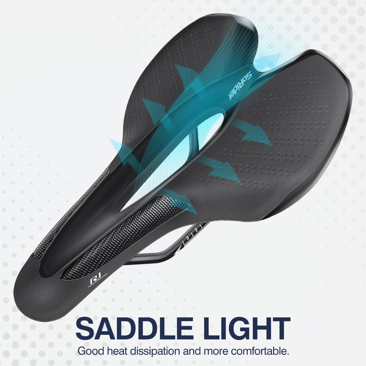 Road Bike Saddle Bicycle Seat With Warning Taillight USB Charging Mountain Cycling Racing PU Breathable Soft Seat Cushion Comfortable Bicycle Seat With Central Relief Zone Ergonomics Design Exercise Bike Seat