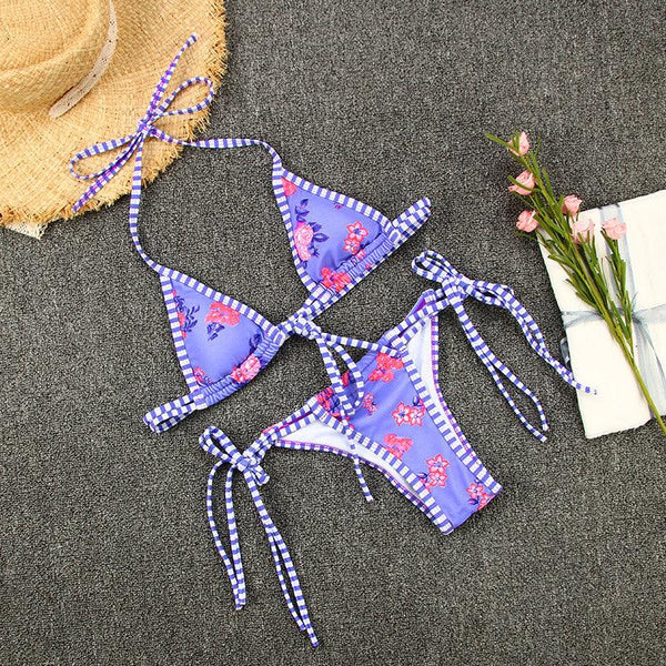 Fashion Women Swimsuit Swimwear Women Two Piece Swimsuit Swimwear Halter String Triangle Bikini Sets Women Two Piece Bathing Suit Bikinis Beachwear Beach Swimwear