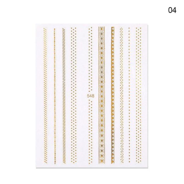 Black White 3D Nail Stickers Metal Gold Silver Geometric Tassel Strip Line Adhesive Transfer Decals Nail Art Design  Gold Silver Metal Nail Sticker  Metallic Curve Strip Line Nail Decal Self-Adhesive 3D Wave Design Nail Tips Decorations Manicure for Women