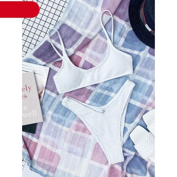 Women One-Shoulder Bikini Swimsuit Women Push Up Swimwear Women's Bathing Suit Comfortable Bikini Ribbed Two Piece Swimsuit Bikini Set Summer Bathing Suit Beach Wear Swimming Suit