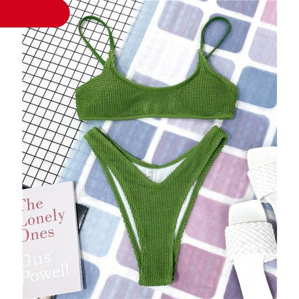 Women One-Shoulder Bikini Swimsuit Women Push Up Swimwear Women's Bathing Suit Comfortable Bikini Ribbed Two Piece Swimsuit Bikini Set Summer Bathing Suit Beach Wear Swimming Suit