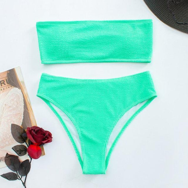 Women One-Shoulder Bikini Swimsuit Women Push Up Swimwear Women's Bathing Suit Comfortable Bikini Ribbed Two Piece Swimsuit Bikini Set Summer Bathing Suit Beach Wear Swimming Suit