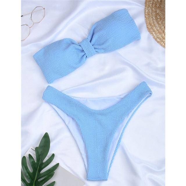 Women One-Shoulder Bikini Swimsuit Women Push Up Swimwear Women's Bathing Suit Comfortable Bikini Ribbed Two Piece Swimsuit Bikini Set Summer Bathing Suit Beach Wear Swimming Suit