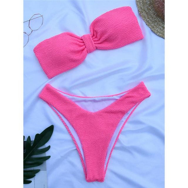 Women One-Shoulder Bikini Swimsuit Women Push Up Swimwear Women's Bathing Suit Comfortable Bikini Ribbed Two Piece Swimsuit Bikini Set Summer Bathing Suit Beach Wear Swimming Suit