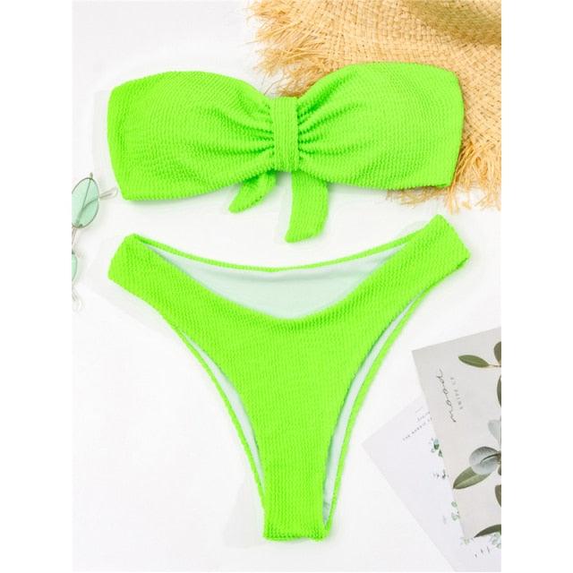 Women One-Shoulder Bikini Swimsuit Women Push Up Swimwear Women's Bathing Suit Comfortable Bikini Ribbed Two Piece Swimsuit Bikini Set Summer Bathing Suit Beach Wear Swimming Suit
