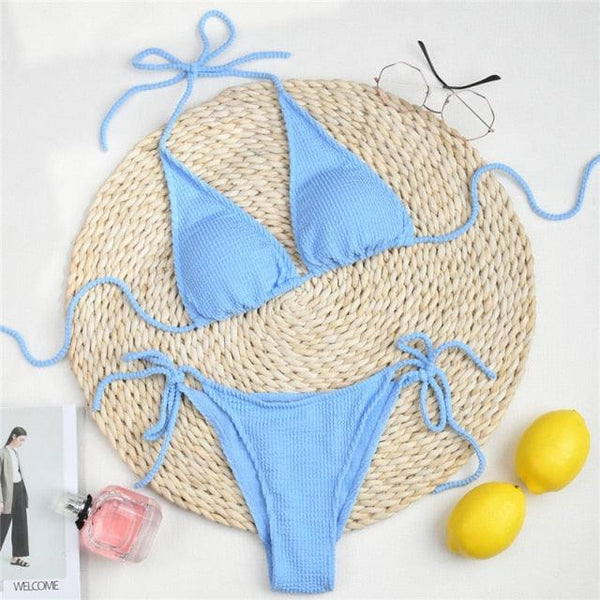 Women One-Shoulder Bikini Swimsuit Women Push Up Swimwear Women's Bathing Suit Comfortable Bikini Ribbed Two Piece Swimsuit Bikini Set Summer Bathing Suit Beach Wear Swimming Suit