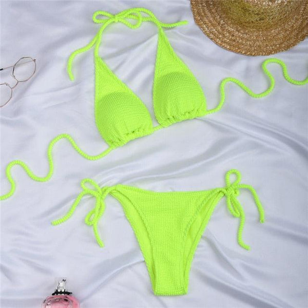 Women One-Shoulder Bikini Swimsuit Women Push Up Swimwear Women's Bathing Suit Comfortable Bikini Ribbed Two Piece Swimsuit Bikini Set Summer Bathing Suit Beach Wear Swimming Suit