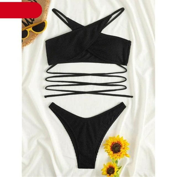 Women One-Shoulder Bikini Swimsuit Women Push Up Swimwear Women's Bathing Suit Comfortable Bikini Ribbed Two Piece Swimsuit Bikini Set Summer Bathing Suit Beach Wear Swimming Suit
