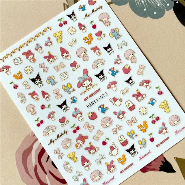 Cute rabbit Cute cat  Japanese Justice Girl 3D Back Glue Nail Sticker Nail Decoration Nail Art Nail Ornament Self Adhesive Nail Decals for Nail Art Decoration Including Hearts Stars Letters Bowknot Leaves Flowers Plants Fruits Butterflies for Woman