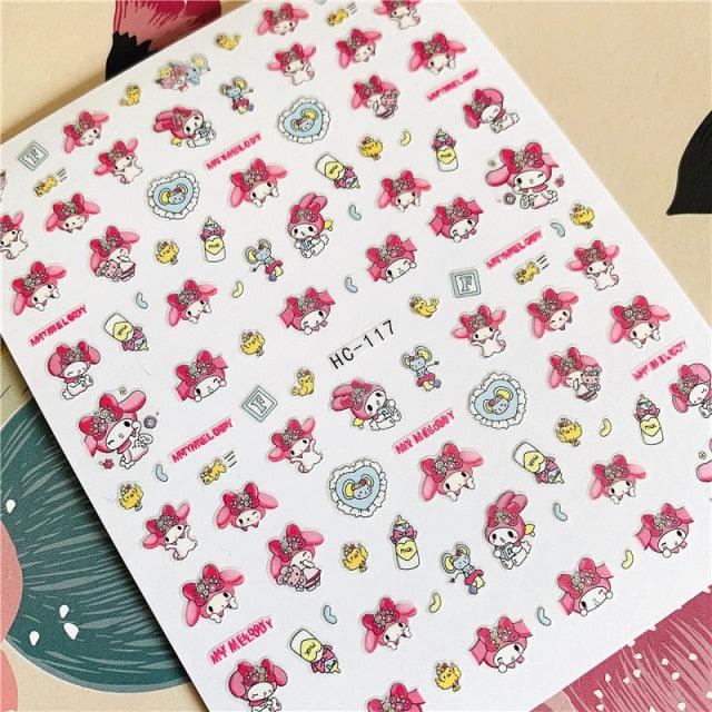 Cute rabbit Cute cat  Japanese Justice Girl 3D Back Glue Nail Sticker Nail Decoration Nail Art Nail Ornament Self Adhesive Nail Decals for Nail Art Decoration Including Hearts Stars Letters Bowknot Leaves Flowers Plants Fruits Butterflies for Woman