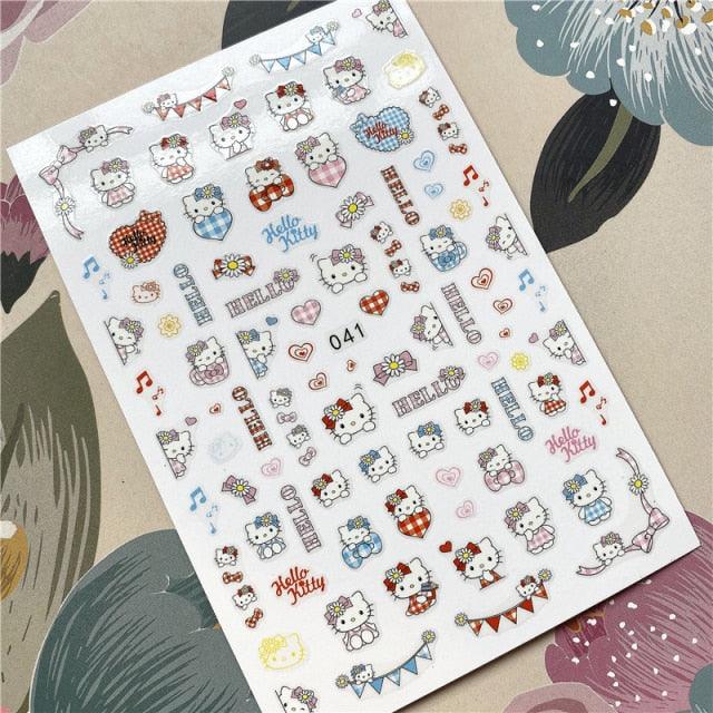Cute rabbit Cute cat  Japanese Justice Girl 3D Back Glue Nail Sticker Nail Decoration Nail Art Nail Ornament Self Adhesive Nail Decals for Nail Art Decoration Including Hearts Stars Letters Bowknot Leaves Flowers Plants Fruits Butterflies for Woman