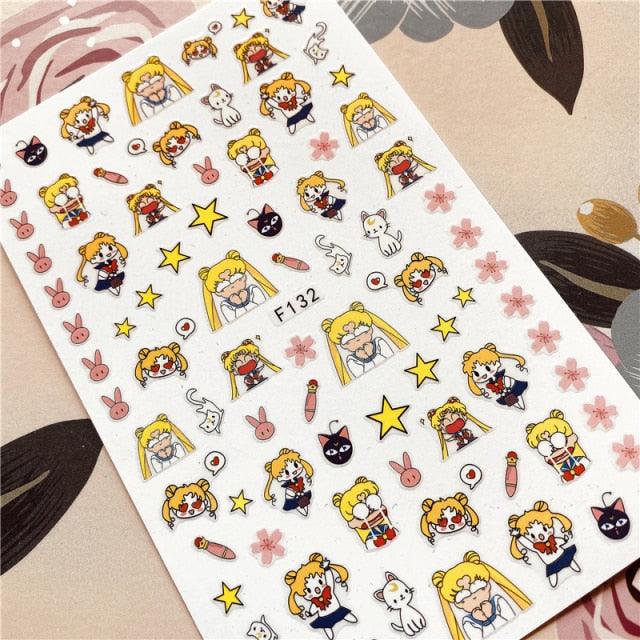 Cute rabbit Cute cat  Japanese Justice Girl 3D Back Glue Nail Sticker Nail Decoration Nail Art Nail Ornament Self Adhesive Nail Decals for Nail Art Decoration Including Hearts Stars Letters Bowknot Leaves Flowers Plants Fruits Butterflies for Woman