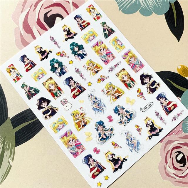 Cute rabbit Cute cat  Japanese Justice Girl 3D Back Glue Nail Sticker Nail Decoration Nail Art Nail Ornament Self Adhesive Nail Decals for Nail Art Decoration Including Hearts Stars Letters Bowknot Leaves Flowers Plants Fruits Butterflies for Woman