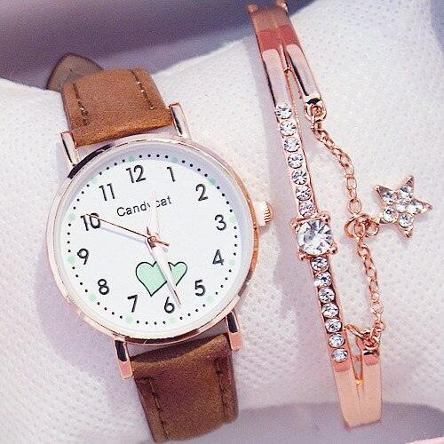 Girl Cute Watch Analog Childrens Quartz Comfortable Watch Girl Elementary School Fashion Girl Analog Watch Unisex Wrist Watches Stainless Steel Dial Leather Strap Watches Quartz Fashion Watch