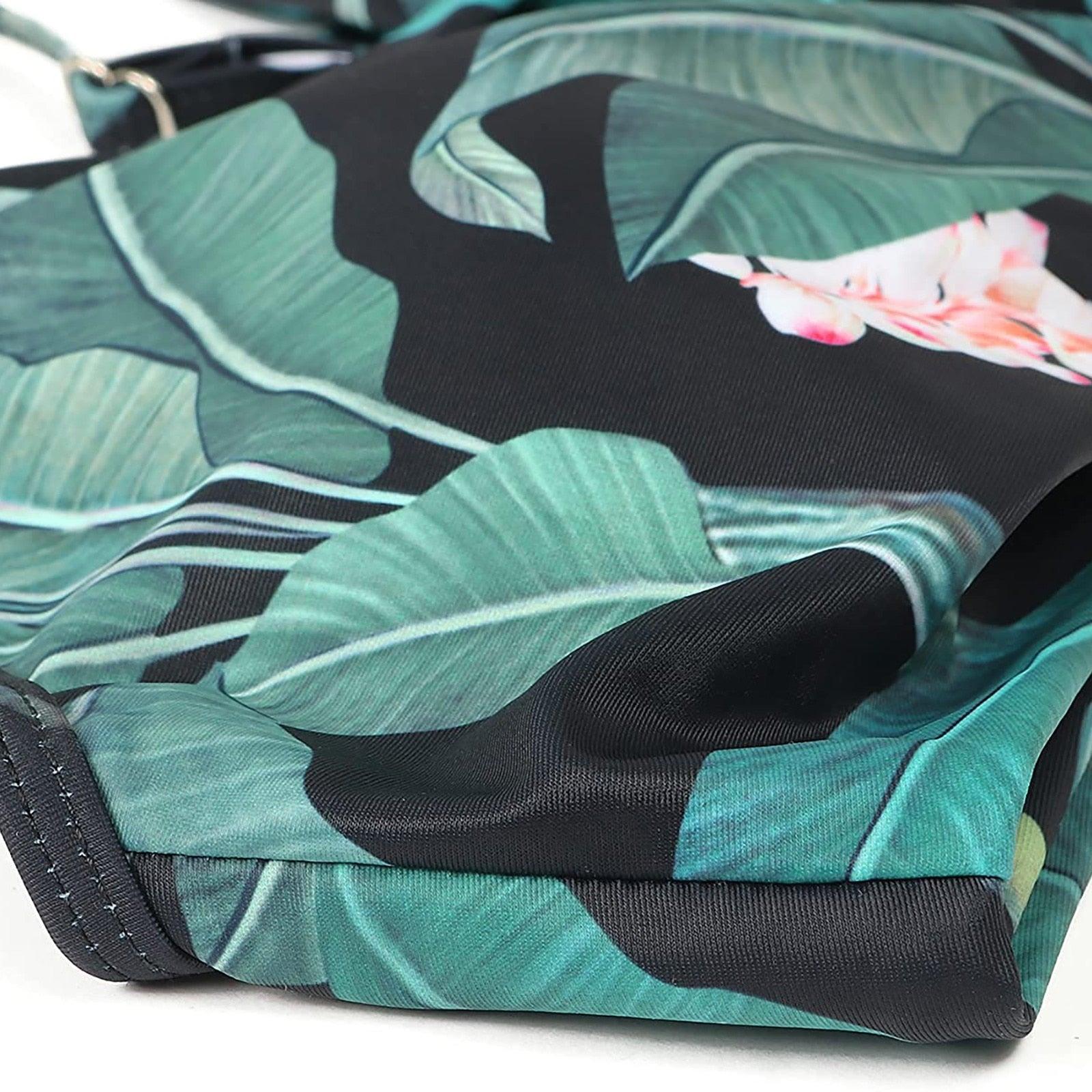 Modern Floral Bikini 2 Pieces Flower Print Bikini Set Women Crisscross High Waist String 2 Piece Bathing Suits High Waist Women's Swimsuit Shorts Solid Bikini Floral Summer Bikini Set