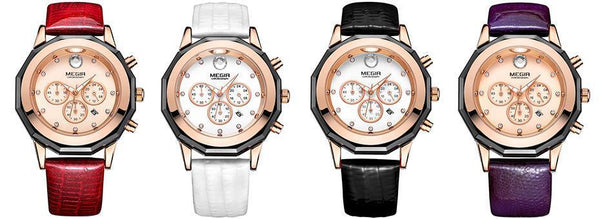 White Luxury New Womens Watch Fashion Leather Strap Shiny Design Waterproof Quartz Luminous Hands Wrist Watch