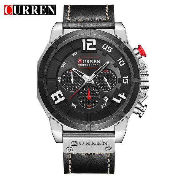 Men's Sport Waterproof Watch With Chronometers Large Numbers And Fluorescent Hands Perfect Gift For Your Man