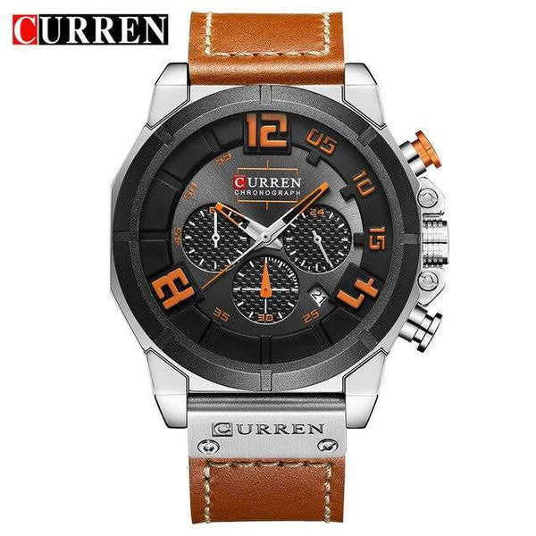 Men's Sport Waterproof Watch With Chronometers Large Numbers And Fluorescent Hands Perfect Gift For Your Man
