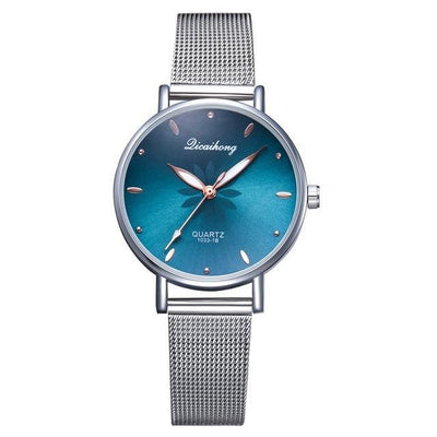 Women's Stylish Elegant Watch With Braided Steel Bracelet With Shiny Background Unique Design Perfect Gif