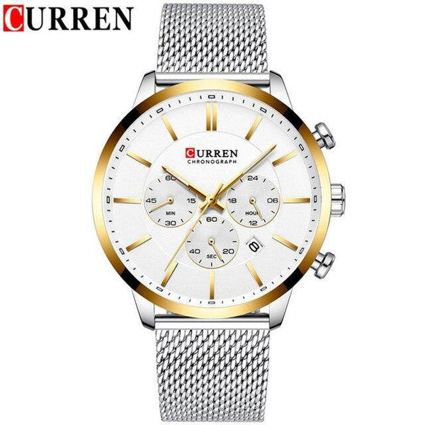 Unisex Elegant  Stainless Steel Watch With  Chronometer And Date Display Excellent Design Perfect Gift