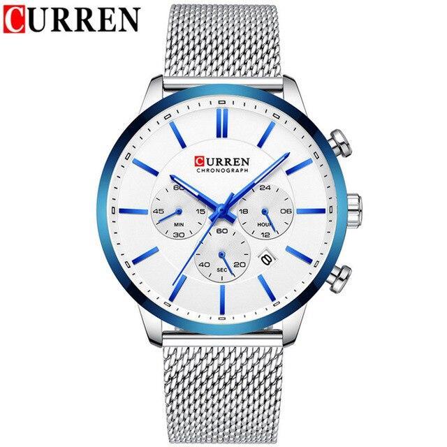 Unisex Elegant  Stainless Steel Watch With  Chronometer And Date Display Excellent Design Perfect Gift