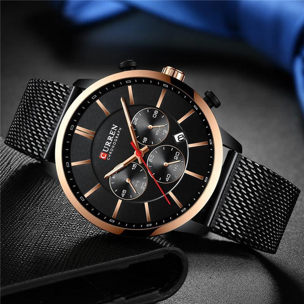 Unisex Elegant  Stainless Steel Watch With  Chronometer And Date Display Excellent Design Perfect Gift