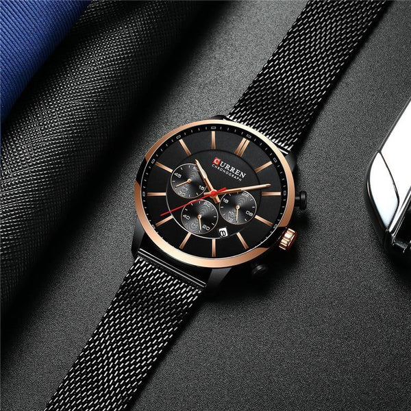 Unisex Elegant  Stainless Steel Watch With  Chronometer And Date Display Excellent Design Perfect Gift