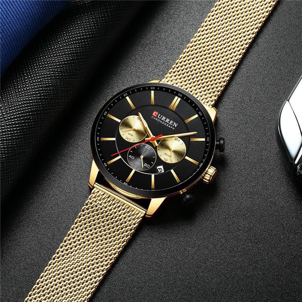 Unisex Elegant  Stainless Steel Watch With  Chronometer And Date Display Excellent Design Perfect Gift