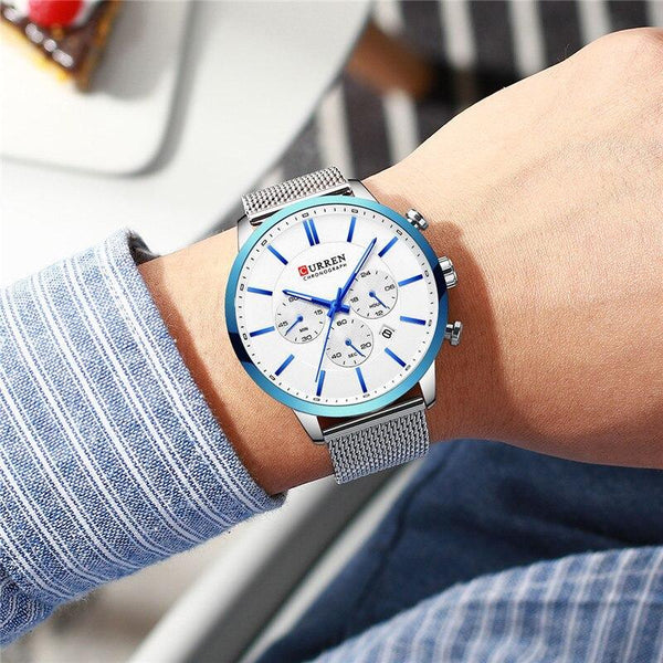 Unisex Elegant  Stainless Steel Watch With  Chronometer And Date Display Excellent Design Perfect Gift