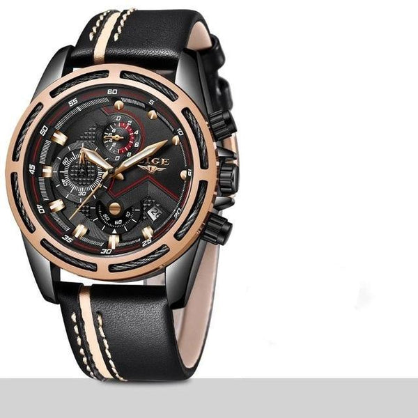 Waterproof Men's Sports  Watch With Leather Transparent Belts, Chronometers Day View Perfect Gift