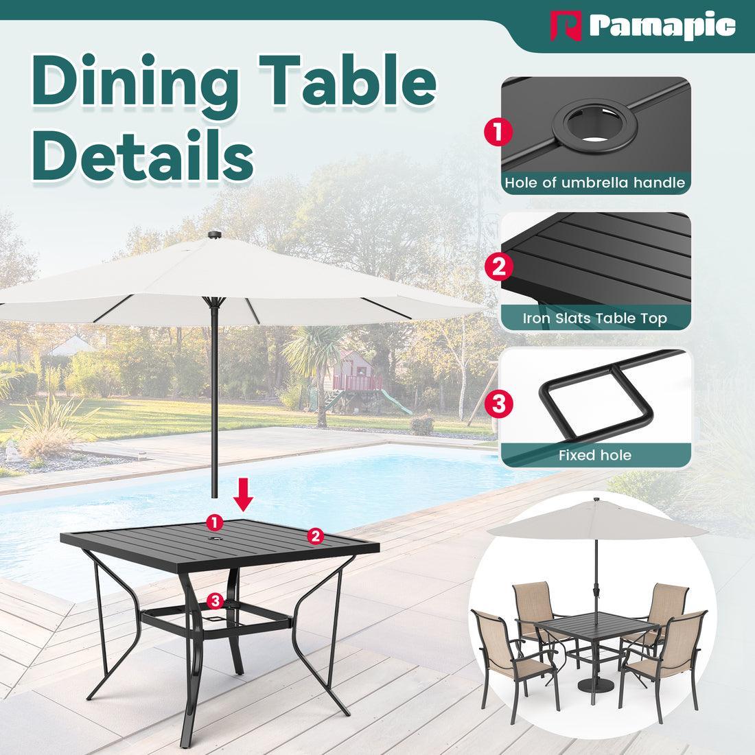 Pamapic Textilene Dining Table Set (5 Pieces)